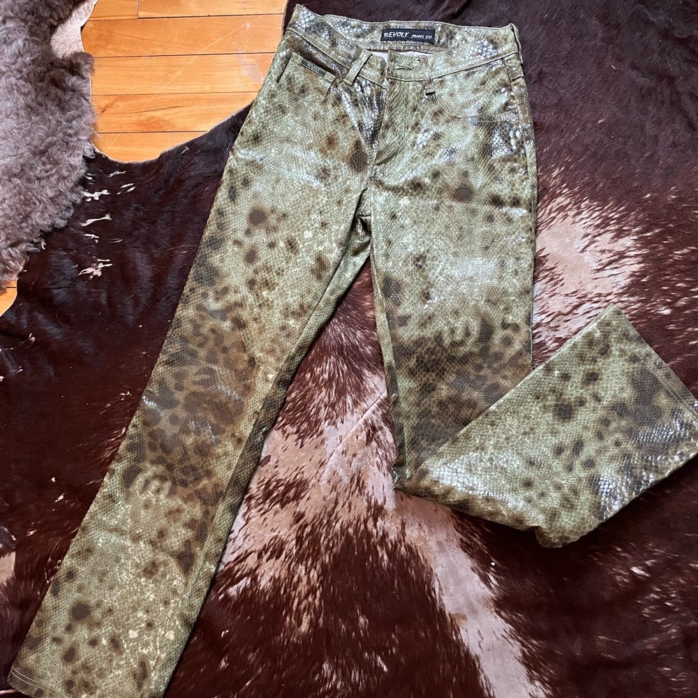 Snakeskin leather pants